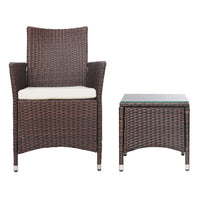 Thumbnail for Gardeon 3 Piece Wicker Outdoor Furniture Set - Brown