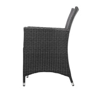 Thumbnail for Gardeon 3pc Bistro Wicker Outdoor Furniture Set Black