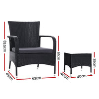 Thumbnail for Outdoor Furniture Patio Set Wicker Outdoor Conversation Set Chairs Table 3PCS