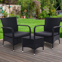 Thumbnail for Outdoor Furniture Patio Set Wicker Outdoor Conversation Set Chairs Table 3PCS