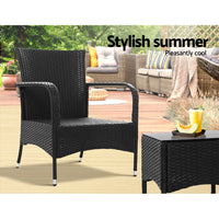 Thumbnail for Outdoor Furniture Patio Set Wicker Outdoor Conversation Set Chairs Table 3PCS