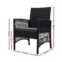 Thumbnail for Outdoor Furniture Set of 2 Dining Chairs Wicker Garden Patio Cushion Black Gardeon