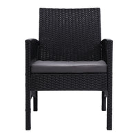 Thumbnail for Outdoor Furniture Set of 2 Dining Chairs Wicker Garden Patio Cushion Black Gardeon