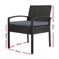 Thumbnail for Gardeon Outdoor Furniture Bistro Wicker Chair Black