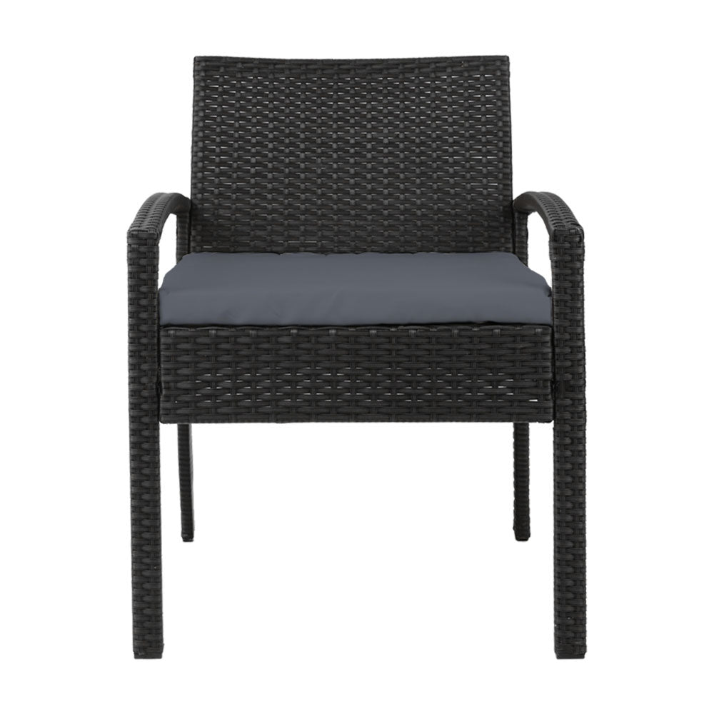 Gardeon Outdoor Furniture Bistro Wicker Chair Black