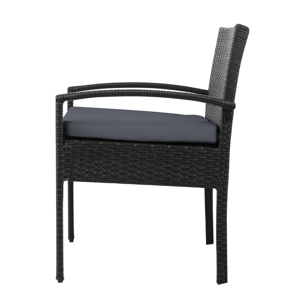 Gardeon Outdoor Furniture Bistro Wicker Chair Black