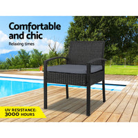 Thumbnail for Gardeon Outdoor Furniture Bistro Wicker Chair Black