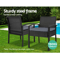 Thumbnail for Gardeon Outdoor Furniture Bistro Wicker Chair Black