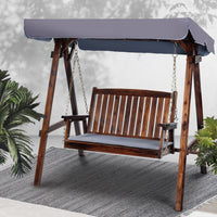 Thumbnail for Gardeon Swing Chair Wooden Garden Bench Canopy 2 Seater Outdoor Furniture