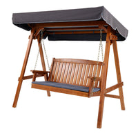 Thumbnail for Gardeon Wooden Swing Chair Garden Bench Canopy 3 Seater Outdoor Furniture