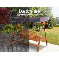 Thumbnail for Gardeon Wooden Swing Chair Garden Bench Canopy 3 Seater Outdoor Furniture