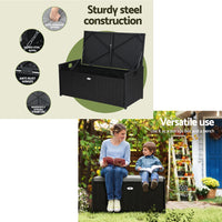 Thumbnail for Gardeon Outdoor Storage Bench Box Garden Sheds Tools Wicker Cushion Patio Chair