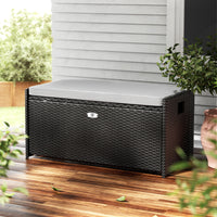 Thumbnail for Gardeon Outdoor Storage Bench Box Garden Sheds Tools Wicker Cushion Patio Chair