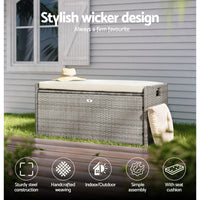 Thumbnail for Gardeon Outdoor Storage Bench Box Garden Sheds Tools Patio Wicker Cushion Chair