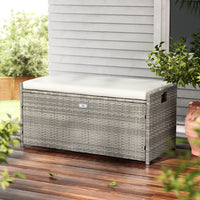 Thumbnail for Gardeon Outdoor Storage Bench Box Garden Sheds Tools Patio Wicker Cushion Chair