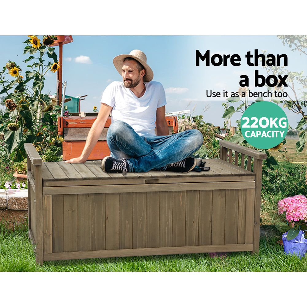 Wooden Garden Bench with Storage Chest-Gardeon