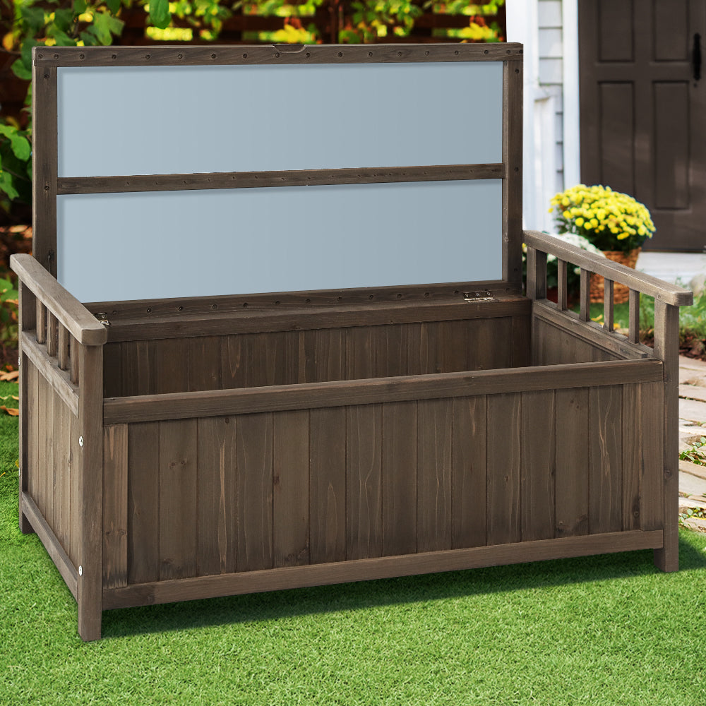 Wooden Garden Bench with Storage Chest-Gardeon