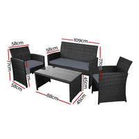 Thumbnail for Gardeon Rattan Furniture Outdoor Lounge Setting Wicker Dining Set w/Storage Cover Black