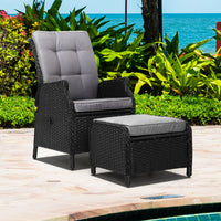 Thumbnail for Gardeon Recliner Chair Sun lounge Setting Outdoor Furniture Patio Wicker Sofa