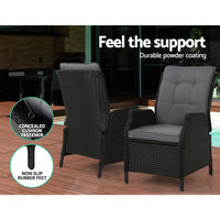 Thumbnail for Gardeon Set of 2 Recliner Chairs Sun lounge Outdoor Setting Patio Furniture Wicker Sofa