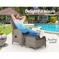 Thumbnail for Gardeon Recliner Chair Sun lounge Outdoor Setting Patio Furniture Wicker Sofa