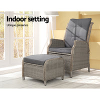 Thumbnail for Gardeon Recliner Chair Sun lounge Outdoor Setting Patio Furniture Wicker Sofa