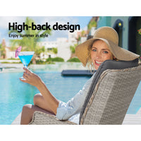 Thumbnail for Gardeon Set of 2 Recliner Chairs Sun lounge Outdoor Patio Furniture Wicker Sofa Lounger