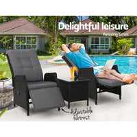 Thumbnail for Gardeon Recliner Chairs Sun lounge Setting Outdoor Furniture Patio Wicker Sofa