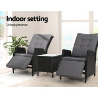 Thumbnail for Gardeon Recliner Chairs Sun lounge Setting Outdoor Furniture Patio Wicker Sofa