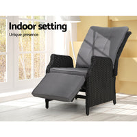 Thumbnail for Gardeon Recliner Chair Sun lounge Setting Outdoor Furniture Patio Wicker Sofa