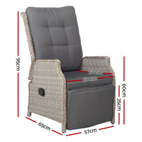 Thumbnail for Gardeon Sun lounge Setting Recliner Chair Outdoor Furniture Patio Wicker Sofa