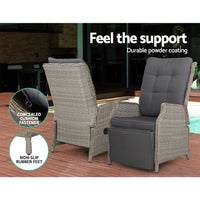 Thumbnail for Gardeon Sun lounge Setting Recliner Chair Outdoor Furniture Patio Wicker Sofa