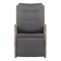 Thumbnail for Gardeon Set of 2 Recliner Chairs Sun lounge Outdoor Furniture Setting Patio Wicker Sofa Grey