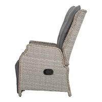 Thumbnail for Gardeon Set of 2 Recliner Chairs Sun lounge Outdoor Furniture Setting Patio Wicker Sofa Grey