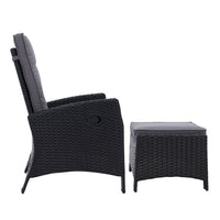 Thumbnail for Set of 2 Sun lounge Recliner Chair Wicker Lounger Sofa Day Bed Outdoor Chairs Patio Furniture Garden Cushion Ottoman Gardeon