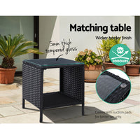 Thumbnail for Gardeon Outdoor Setting Recliner Chair Table Set Wicker lounge Patio Furniture Black