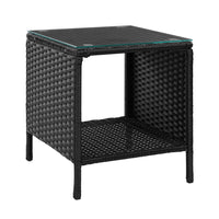 Thumbnail for Gardeon Side Table Coffee Patio Outdoor Furniture Rattan Desk Indoor Garden Black