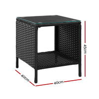 Thumbnail for Gardeon Side Table Coffee Patio Outdoor Furniture Rattan Desk Indoor Garden Black