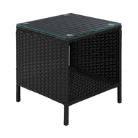 Thumbnail for Gardeon Side Table Coffee Patio Outdoor Furniture Rattan Desk Indoor Garden Black