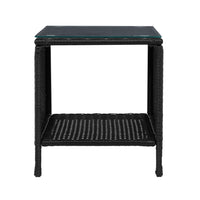 Thumbnail for Gardeon Side Table Coffee Patio Outdoor Furniture Rattan Desk Indoor Garden Black