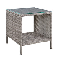 Thumbnail for Gardeon Side Table Coffee Patio Outdoor Furniture Rattan Desk Indoor Garden Grey