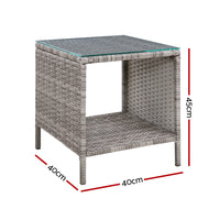 Thumbnail for Gardeon Side Table Coffee Patio Outdoor Furniture Rattan Desk Indoor Garden Grey