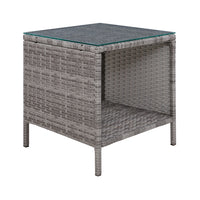 Thumbnail for Gardeon Side Table Coffee Patio Outdoor Furniture Rattan Desk Indoor Garden Grey