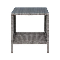 Thumbnail for Gardeon Side Table Coffee Patio Outdoor Furniture Rattan Desk Indoor Garden Grey