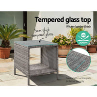 Thumbnail for Gardeon Side Table Coffee Patio Outdoor Furniture Rattan Desk Indoor Garden Grey