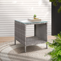 Thumbnail for Gardeon Side Table Coffee Patio Outdoor Furniture Rattan Desk Indoor Garden Grey