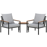 Thumbnail for Gardeon Outdoor Furniture 3pcs Lounge Setting Bistro Set Chairs Table Patio