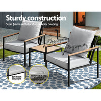 Thumbnail for Gardeon Outdoor Furniture 3pcs Lounge Setting Bistro Set Chairs Table Patio