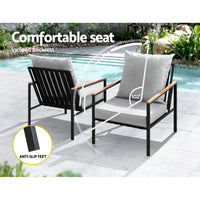 Thumbnail for Gardeon Outdoor Furniture 3pcs Lounge Setting Bistro Set Chairs Table Patio