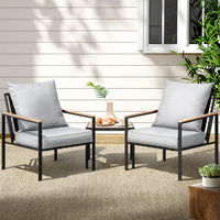 Thumbnail for Gardeon Outdoor Furniture 3pcs Lounge Setting Bistro Set Chairs Table Patio